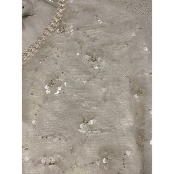 Dream Sister Jane Agatha Jacket Womens XS Ivory Embellished Sequin Pearl Trim - Picture 5 of 7